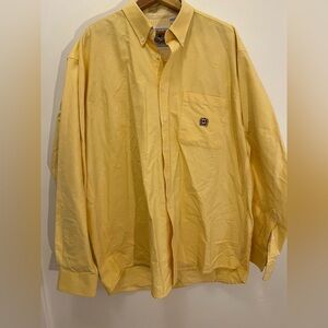Cinch XL Yellow Striped Button Down Long Sleeve Shirt